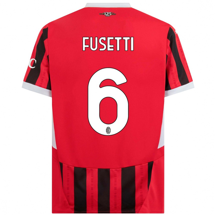 Men Football Laura Fusetti #6 Red Black Home Jersey 2024/25 T-Shirt Australia