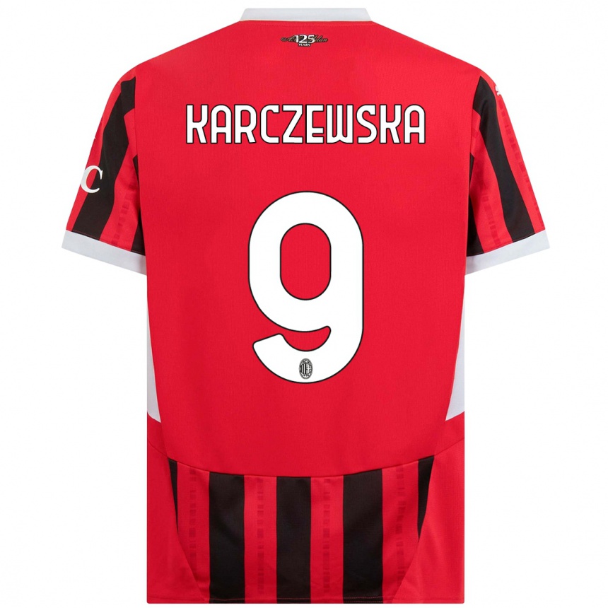 Men Football Nikola Karczewska #9 Red Black Home Jersey 2024/25 T-Shirt Australia