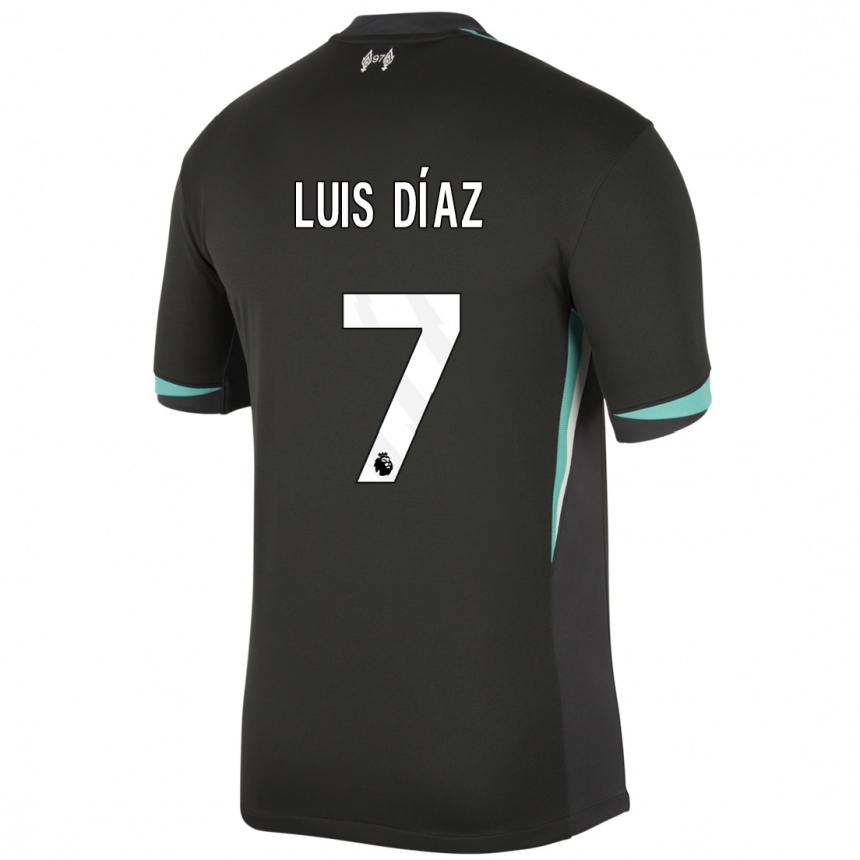 Men Football Luis Diaz #7 Black Anthracite White Away Jersey 2024/25 T-Shirt Australia