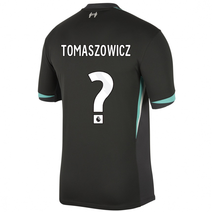 Men Football Aiden Tomaszowicz #0 Black Anthracite White Away Jersey 2024/25 T-Shirt Australia