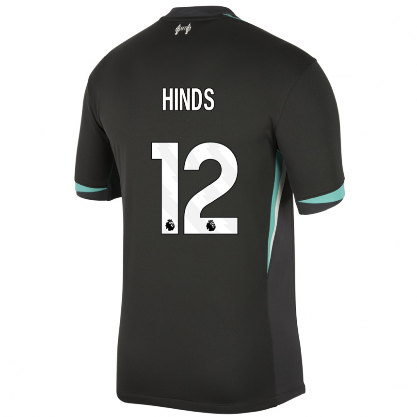 Men Football Taylor Hinds #12 Black Anthracite White Away Jersey 2024/25 T-Shirt Australia