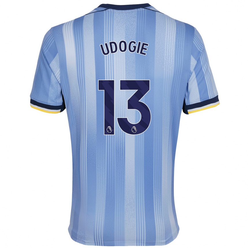 Men Football Destiny Udogie #13 Light Blue Away Jersey 2024/25 T-Shirt Australia