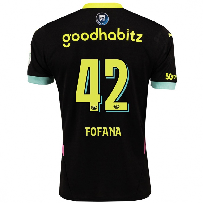 Men Football Fode Fofana #42 Black Yellow Away Jersey 2024/25 T-Shirt Australia