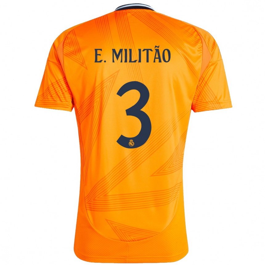 Men Football Eder Militao #3 Orange Away Jersey 2024/25 T-Shirt Australia