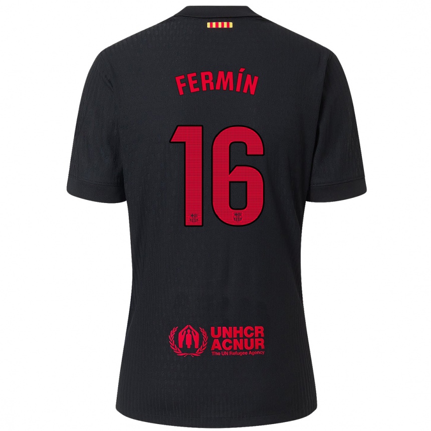 Men Football Fermin Lopez #16 Black Red Away Jersey 2024/25 T-Shirt Australia