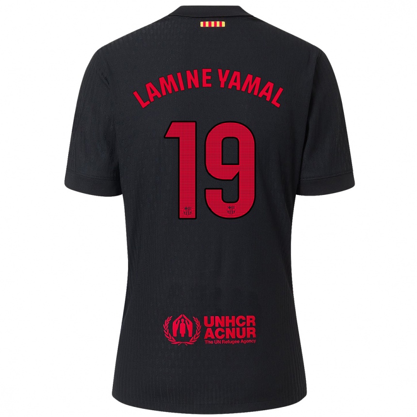 Men Football Lamine Yamal #19 Black Red Away Jersey 2024/25 T-Shirt Australia