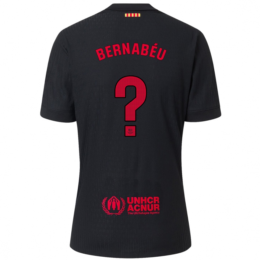 Men Football Pol Bernabéu #0 Black Red Away Jersey 2024/25 T-Shirt Australia