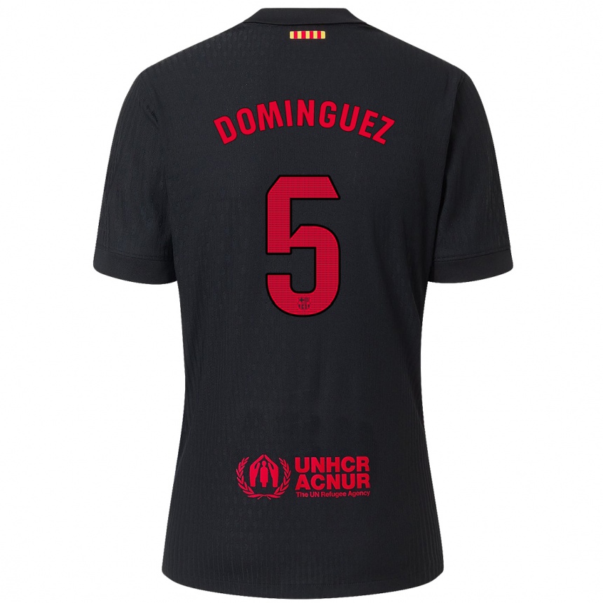 Men Football Sergi Dominguez #5 Black Red Away Jersey 2024/25 T-Shirt Australia