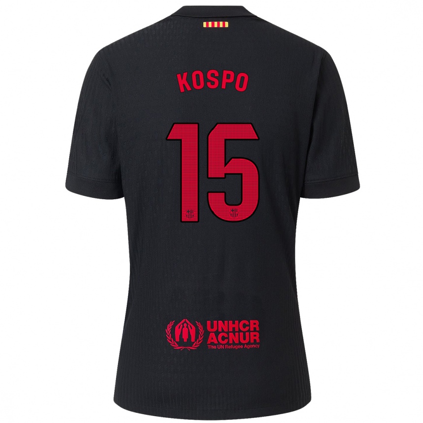 Men Football Eman Kospo #15 Black Red Away Jersey 2024/25 T-Shirt Australia