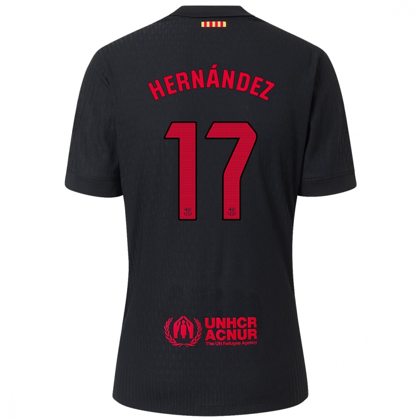 Men Football Juan Hernández #17 Black Red Away Jersey 2024/25 T-Shirt Australia