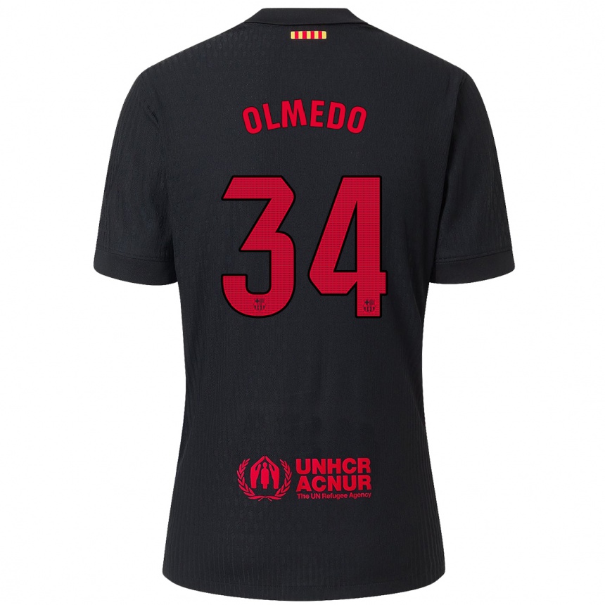 Men Football Alexis Olmedo #34 Black Red Away Jersey 2024/25 T-Shirt Australia