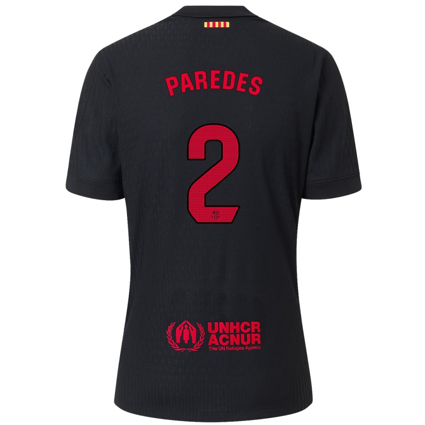 Men Football Irene Paredes #2 Black Red Away Jersey 2024/25 T-Shirt Australia