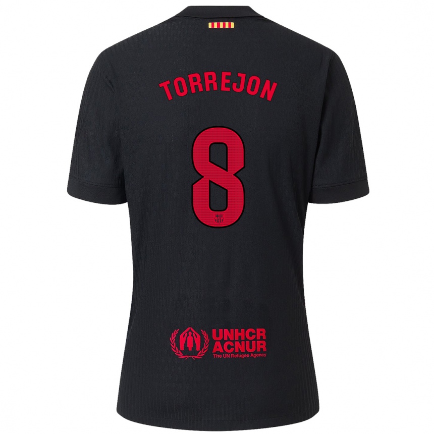 Men Football Marta Torrejón #8 Black Red Away Jersey 2024/25 T-Shirt Australia