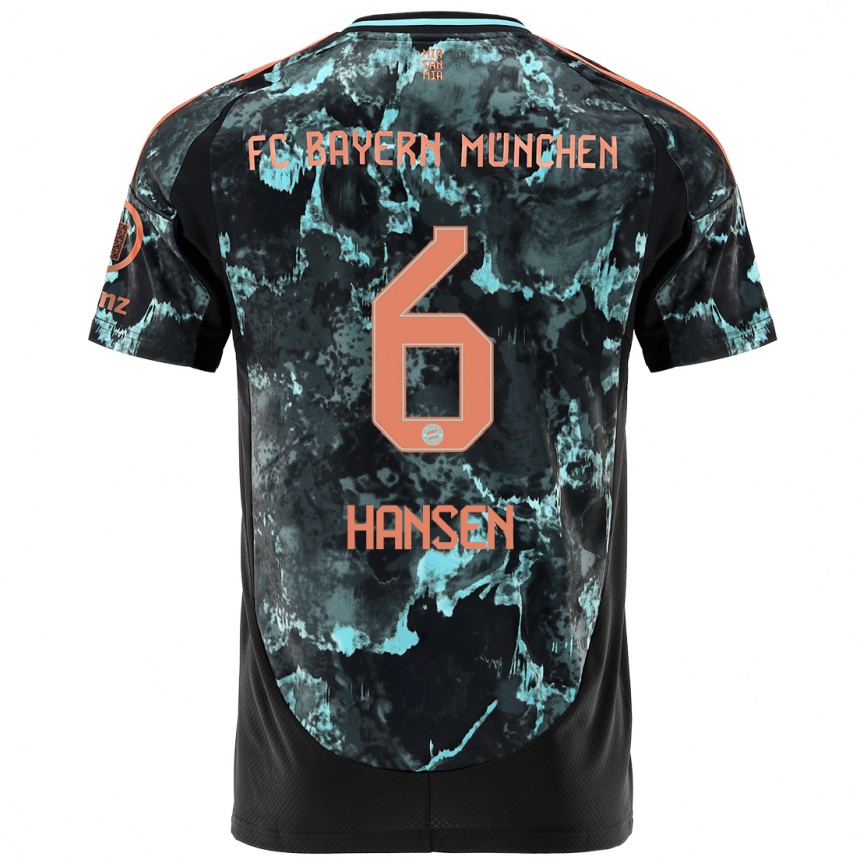 Men Football Tuva Hansen #6 Black Away Jersey 2024/25 T-Shirt Australia