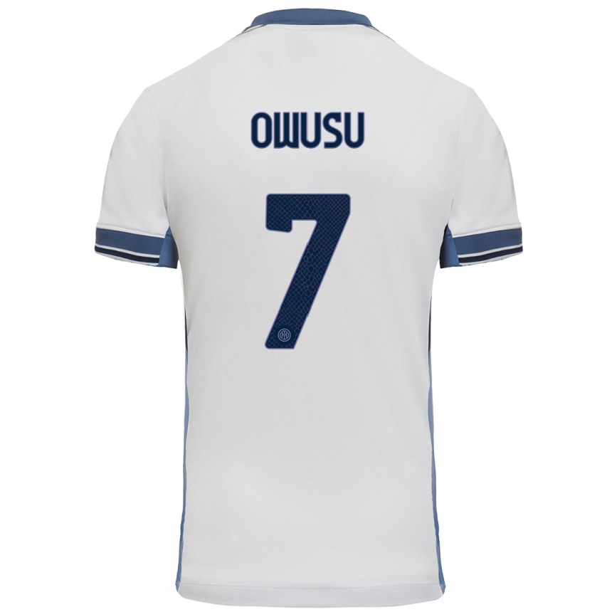 Men Football Enoch Owusu #7 White Grey Away Jersey 2024/25 T-Shirt Australia