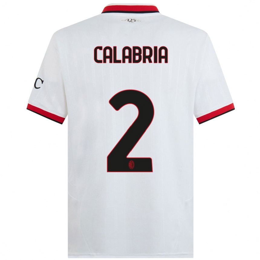 Men Football Davide Calabria #2 White Black Red Away Jersey 2024/25 T-Shirt Australia