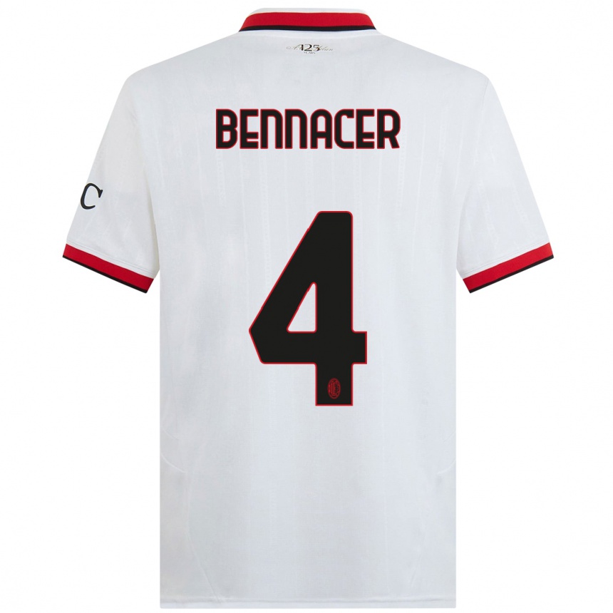 Men Football Ismael Bennacer #4 White Black Red Away Jersey 2024/25 T-Shirt Australia