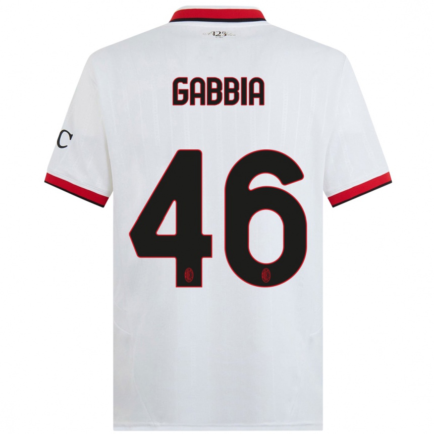 Men Football Matteo Gabbia #46 White Black Red Away Jersey 2024/25 T-Shirt Australia