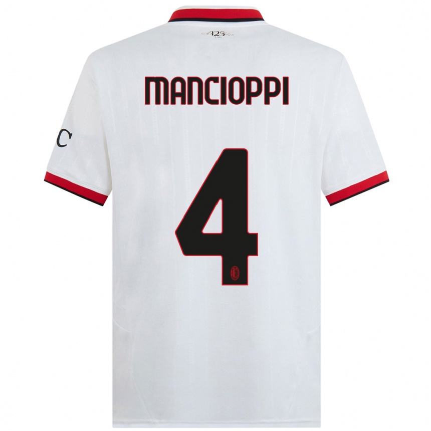 Men Football Tommaso Mancioppi #4 White Black Red Away Jersey 2024/25 T-Shirt Australia