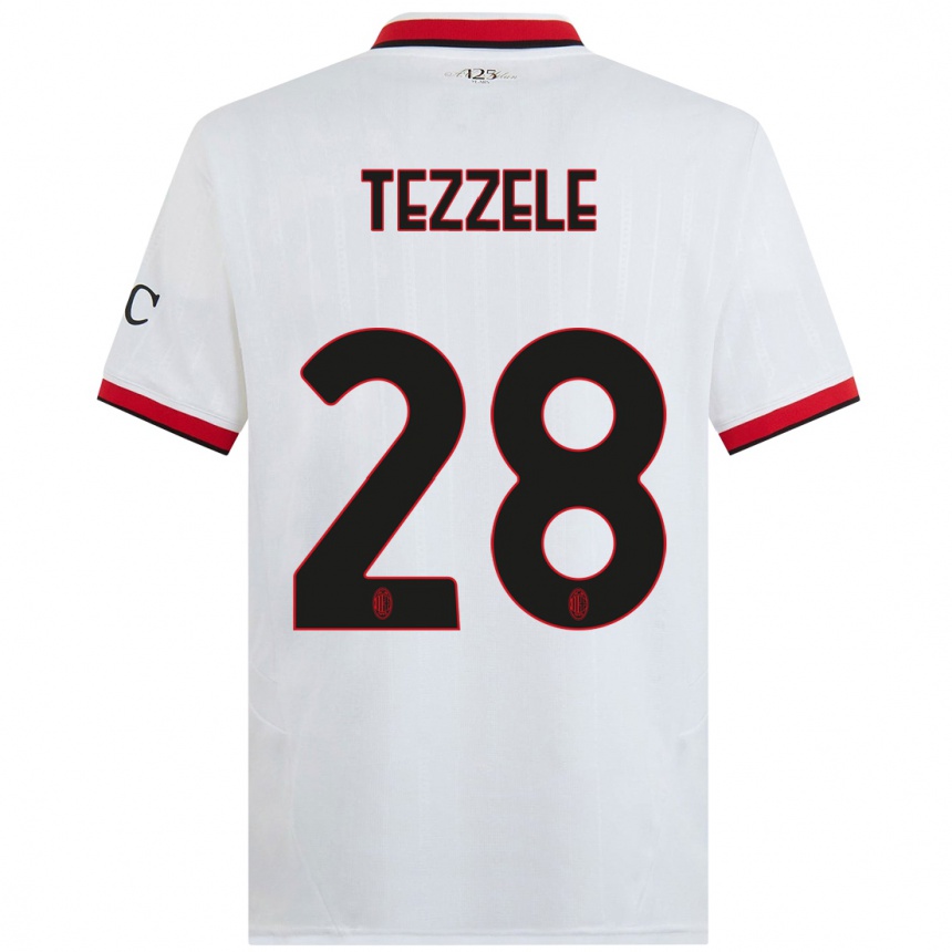 Men Football Matteo Tezzele #28 White Black Red Away Jersey 2024/25 T-Shirt Australia