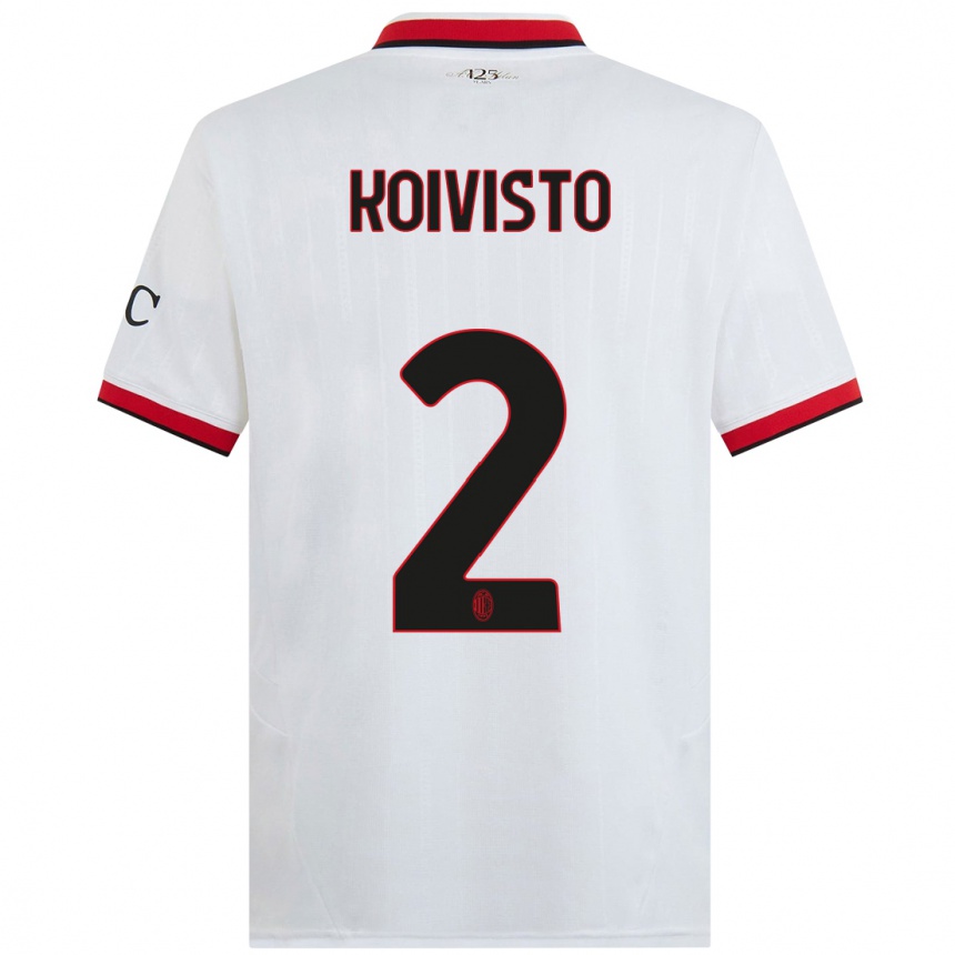 Men Football Emma Koivisto #2 White Black Red Away Jersey 2024/25 T-Shirt Australia