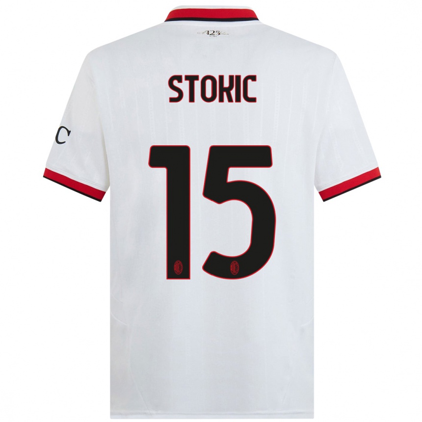 Men Football Sara Stokić #15 White Black Red Away Jersey 2024/25 T-Shirt Australia