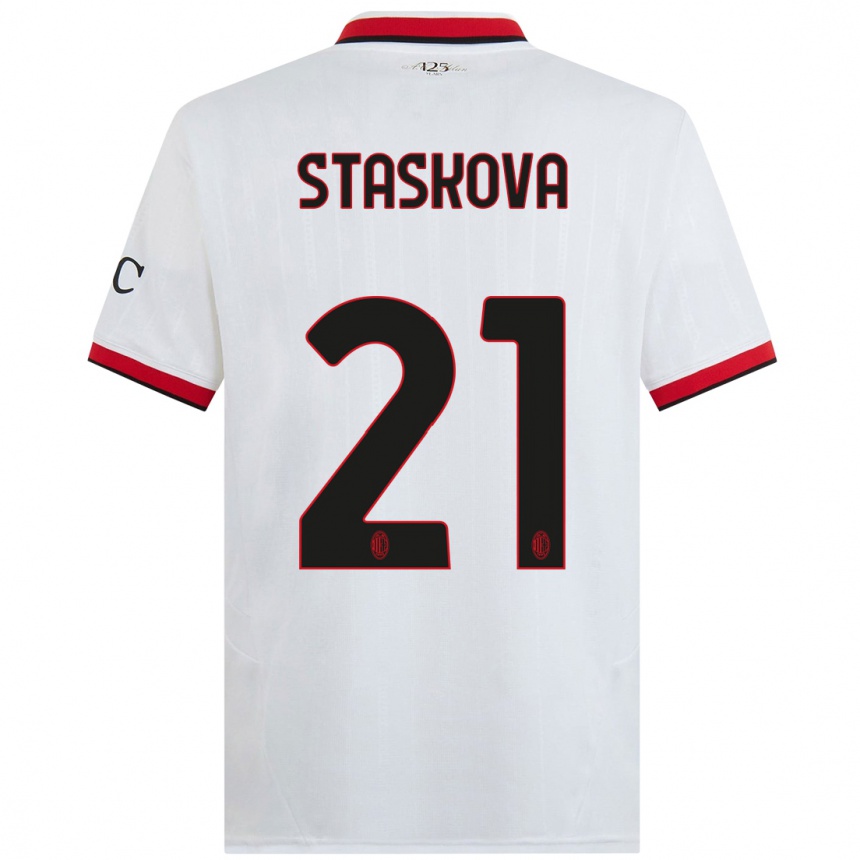 Men Football Andrea Stašková #21 White Black Red Away Jersey 2024/25 T-Shirt Australia