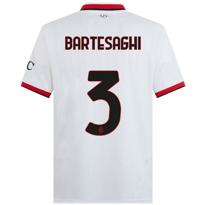 Men Football Davide Bartesaghi #3 White Black Red Away Jersey 2024/25 T-Shirt Australia