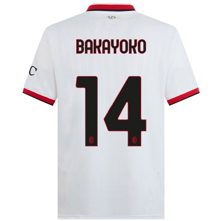 Men Football Tiemoue Bakayoko #14 White Black Red Away Jersey 2024/25 T-Shirt Australia