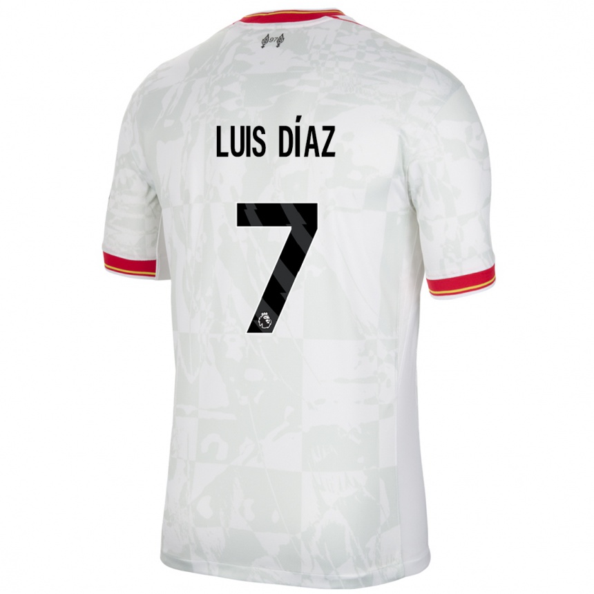 Men Football Luis Diaz #7 White Red Black Third Jersey 2024/25 T-Shirt Australia