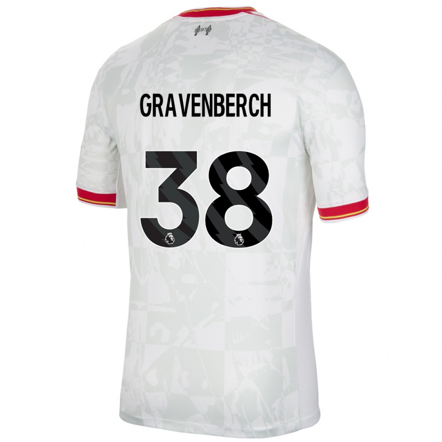 Men Football Ryan Gravenberch #38 White Red Black Third Jersey 2024/25 T-Shirt Australia