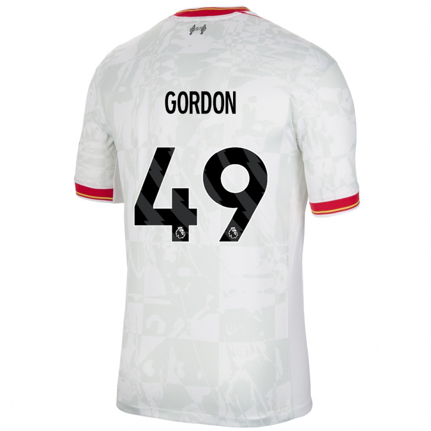 Men Football Kaide Gordon #49 White Red Black Third Jersey 2024/25 T-Shirt Australia