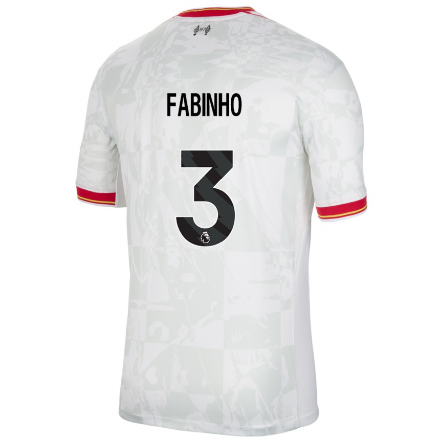 Men Football Fabinho #3 White Red Black Third Jersey 2024/25 T-Shirt Australia