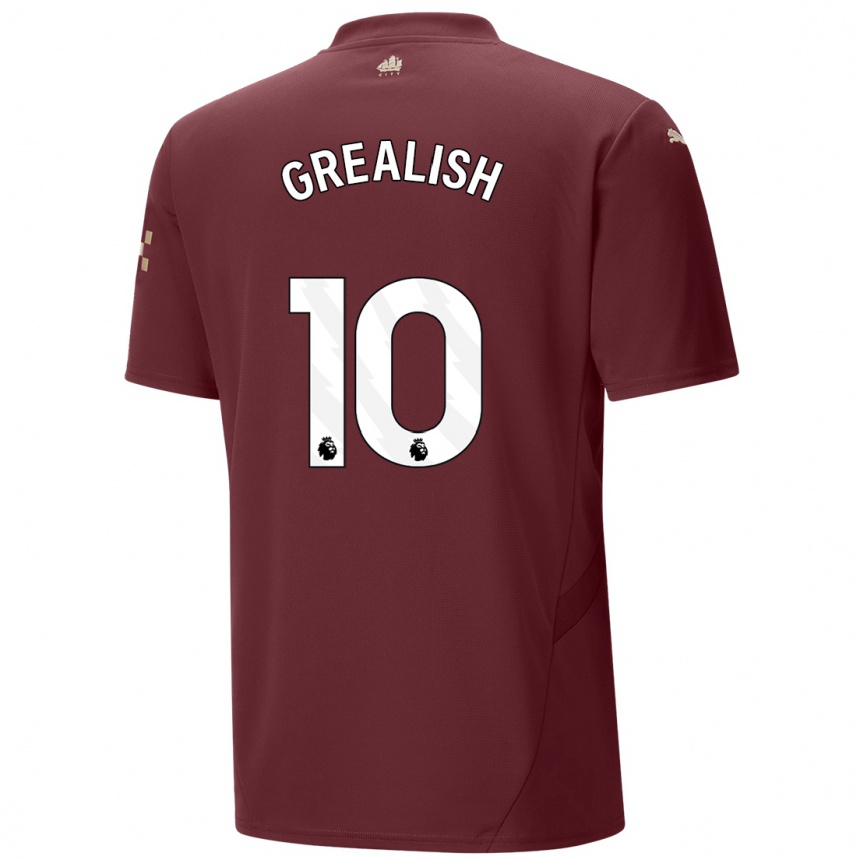 Men Football Jack Grealish #10 Maroon Third Jersey 2024/25 T-Shirt Australia