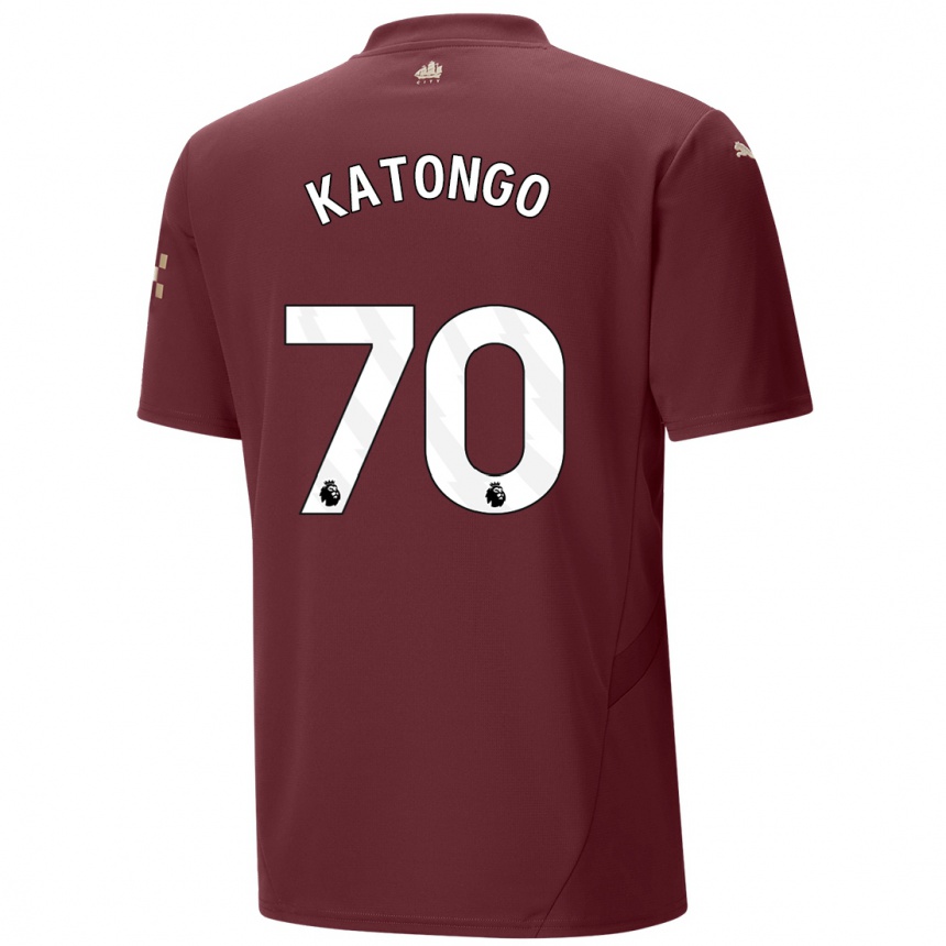 Men Football Jadel Katongo #70 Maroon Third Jersey 2024/25 T-Shirt Australia