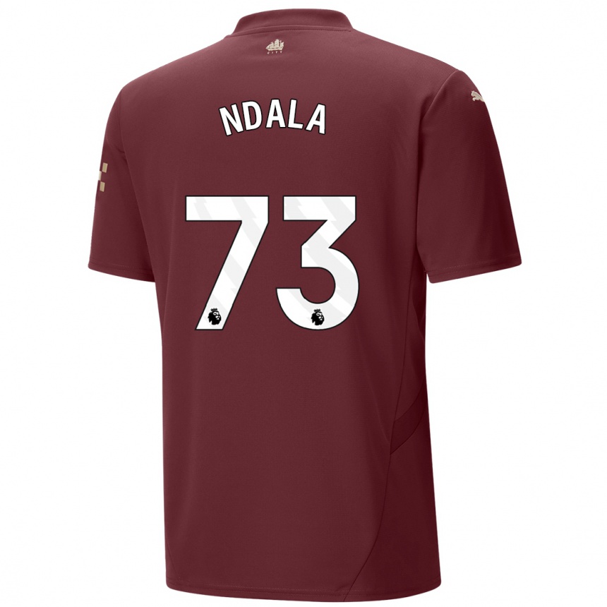 Men Football Joel Ndala #73 Maroon Third Jersey 2024/25 T-Shirt Australia