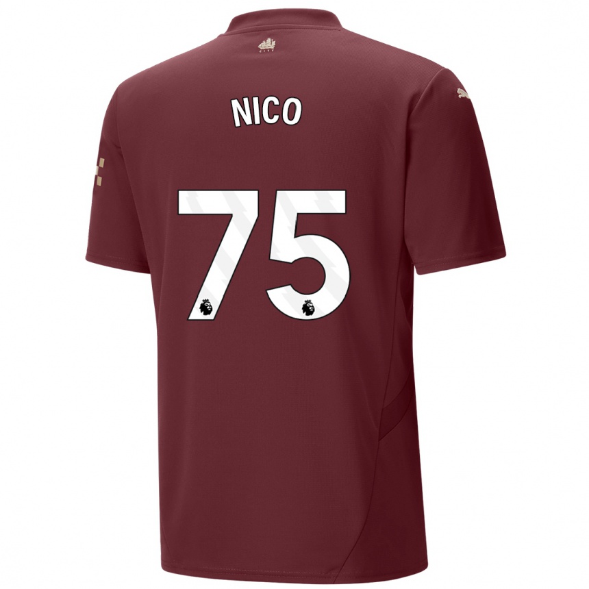 Men Football Nico O'reilly #75 Maroon Third Jersey 2024/25 T-Shirt Australia