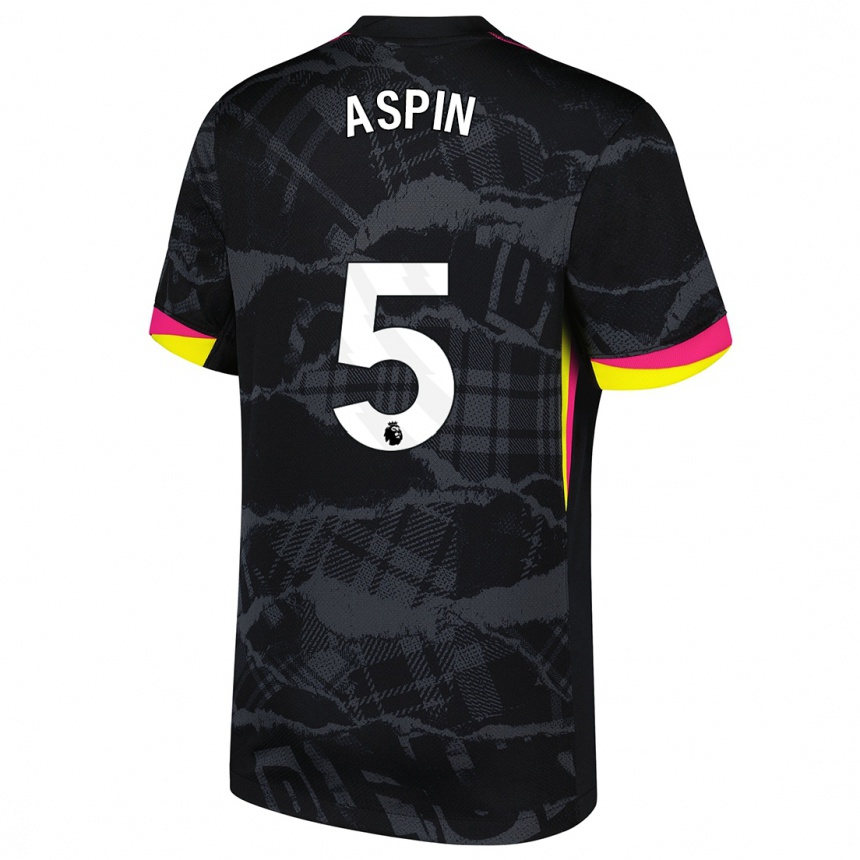 Men Football Brooke Aspin #5 Black Pink Third Jersey 2024/25 T-Shirt Australia