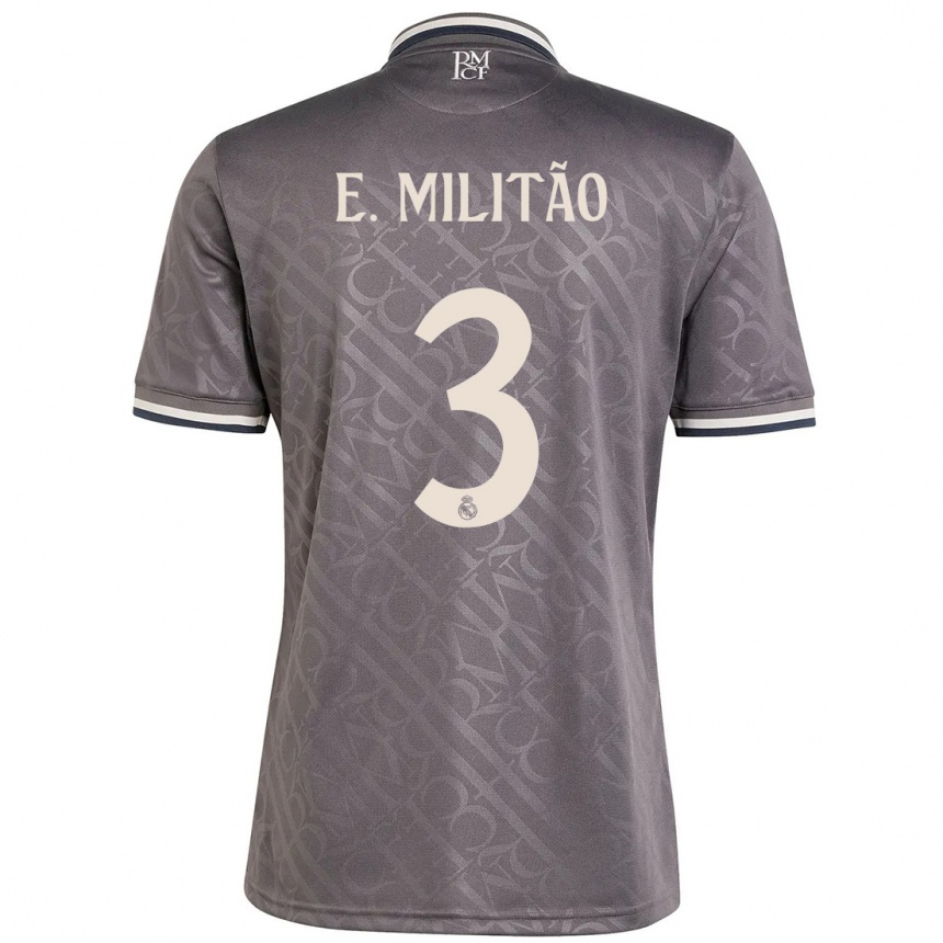 Men Football Eder Militao #3 Charcoal Third Jersey 2024/25 T-Shirt Australia