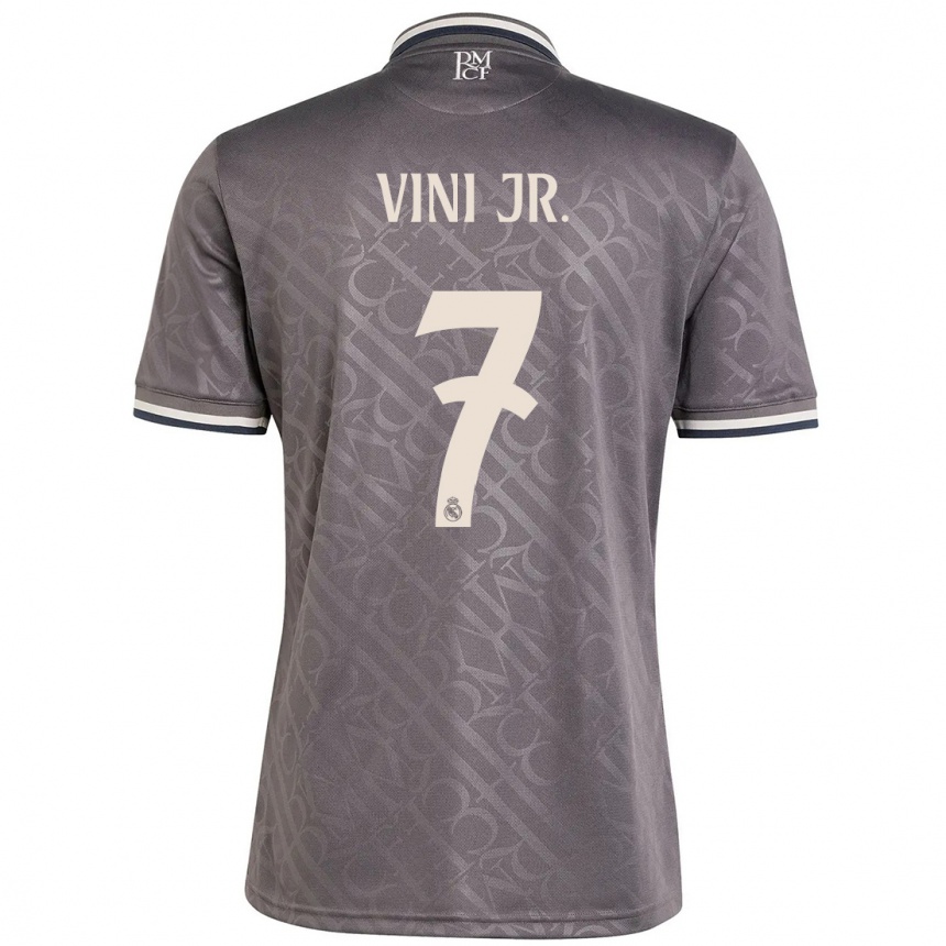 Men Football Vinicius Junior #7 Charcoal Third Jersey 2024/25 T-Shirt Australia