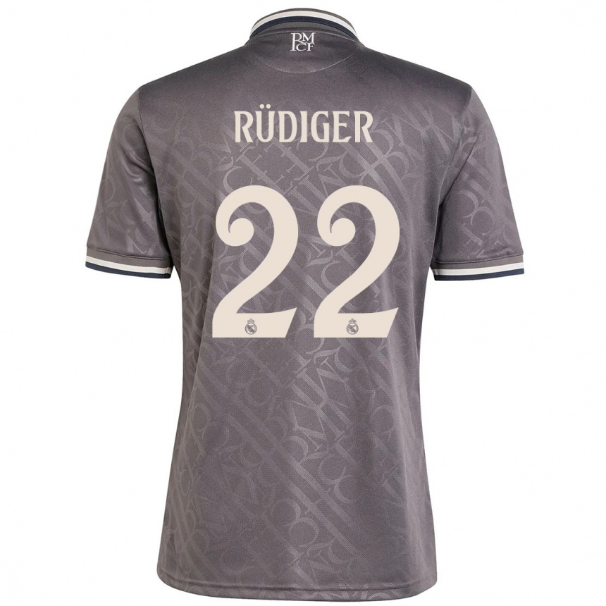 Men Football Antonio Rudiger #22 Charcoal Third Jersey 2024/25 T-Shirt Australia