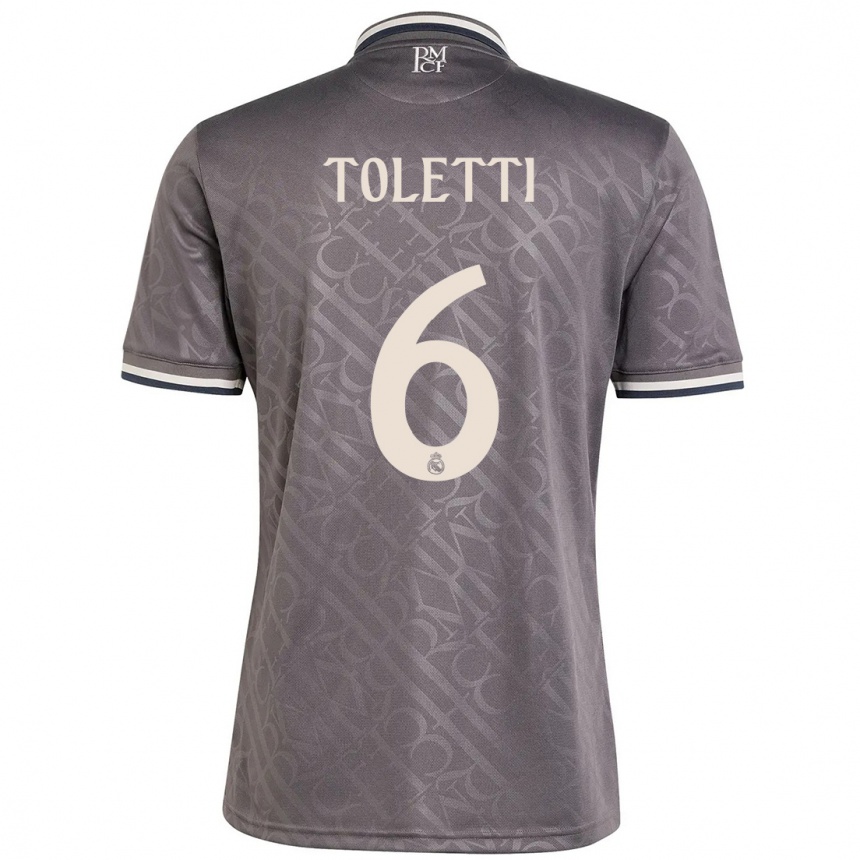 Men Football Sandie Toletti #6 Charcoal Third Jersey 2024/25 T-Shirt Australia