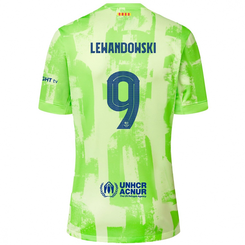 Men Football Robert Lewandowski #9 Lime Third Jersey 2024/25 T-Shirt Australia