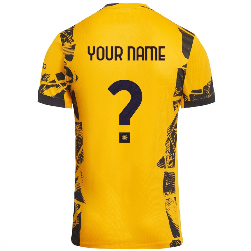 Men Football Your Name #0 Gold Black Third Jersey 2024/25 T-Shirt Australia