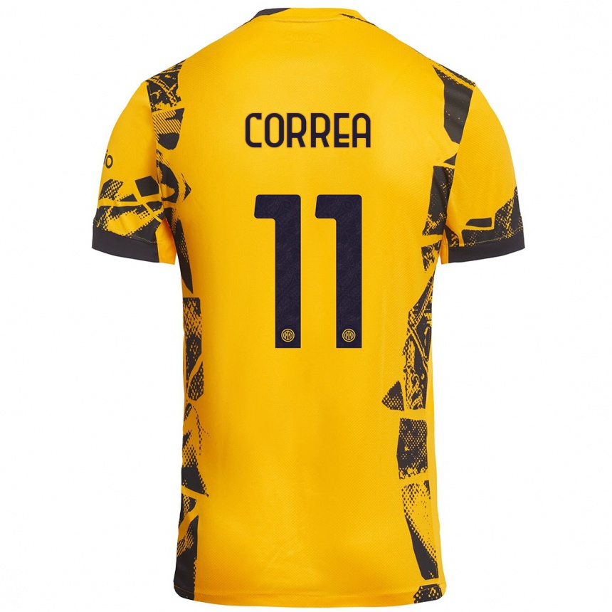 Men Football Joaquín Correa #11 Gold Black Third Jersey 2024/25 T-Shirt Australia