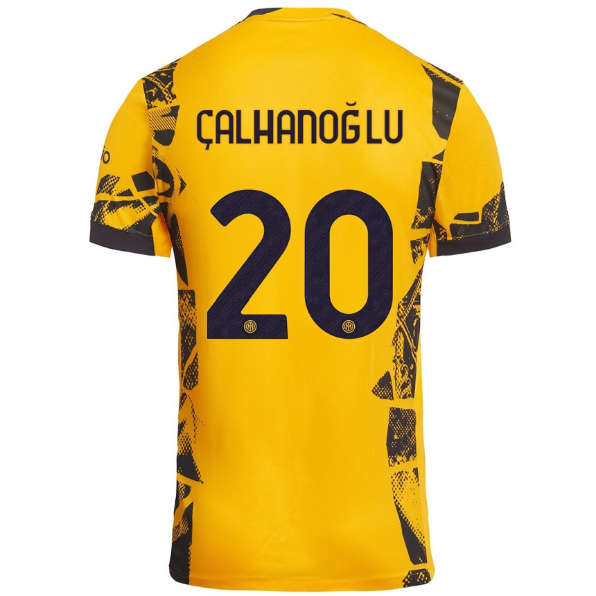 Men Football Hakan Çalhanoğlu #20 Gold Black Third Jersey 2024/25 T-Shirt Australia