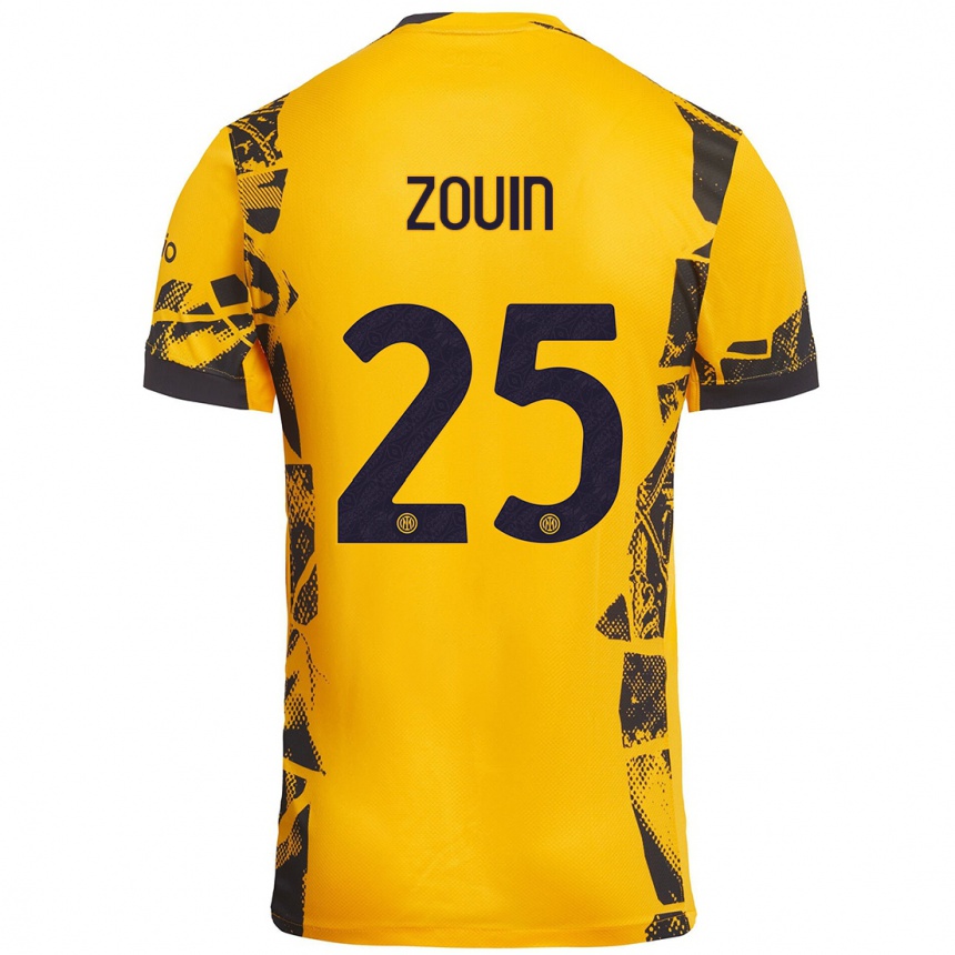 Men Football Aymen Zouin #25 Gold Black Third Jersey 2024/25 T-Shirt Australia