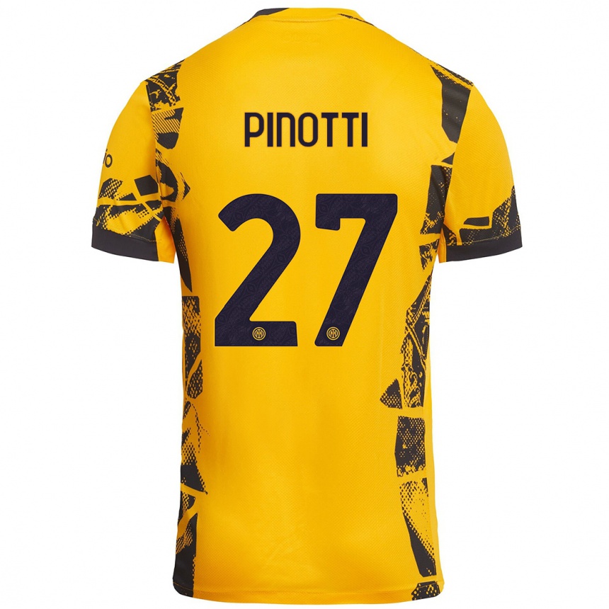 Men Football Manuel Pinotti #27 Gold Black Third Jersey 2024/25 T-Shirt Australia