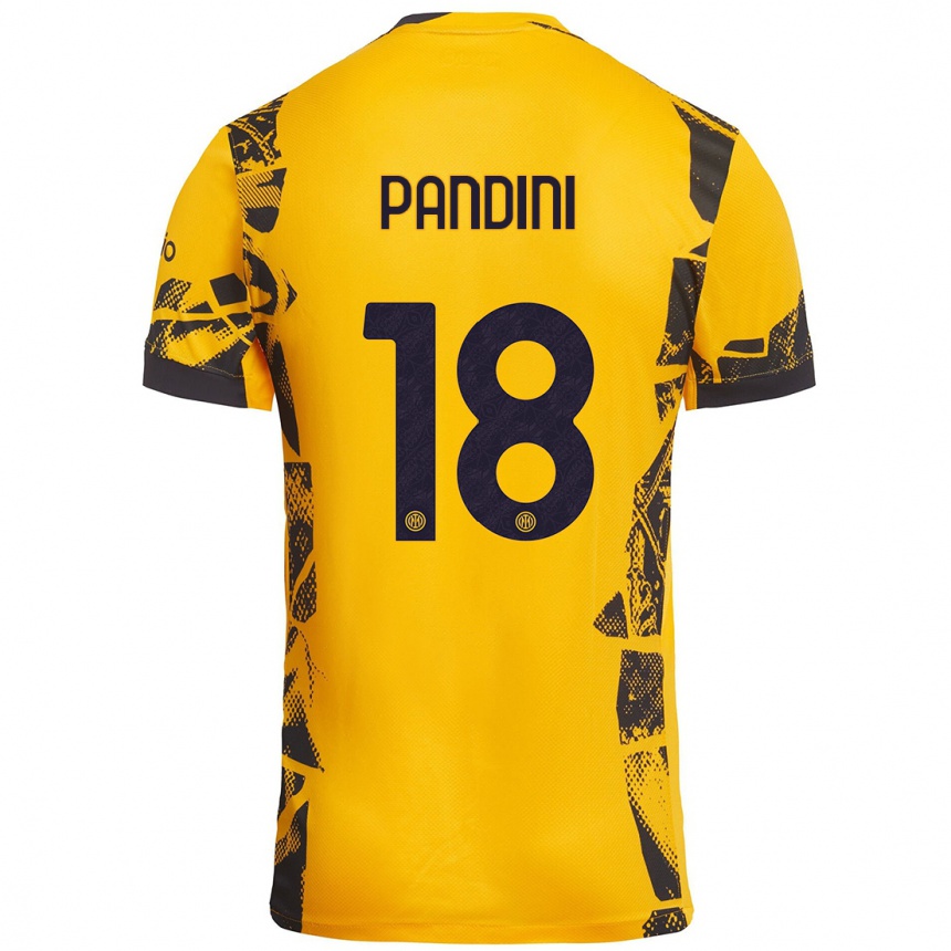 Men Football Marta Pandini #18 Gold Black Third Jersey 2024/25 T-Shirt Australia