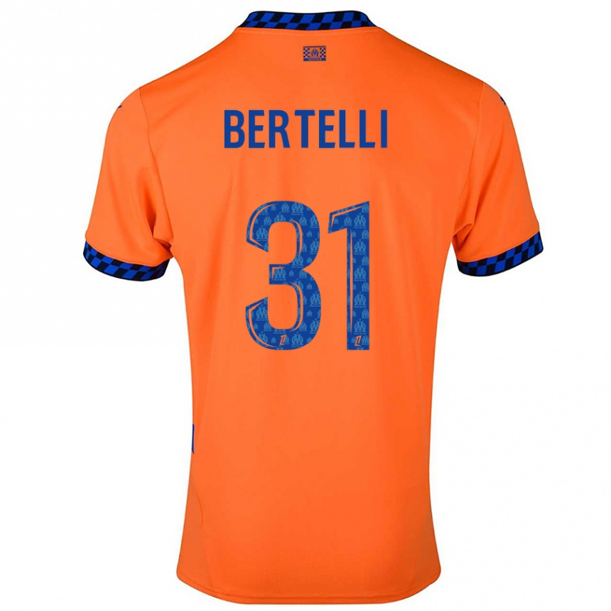 Men Football Ugo Bertelli #31 Orange Dark Blue Third Jersey 2024/25 T-Shirt Australia